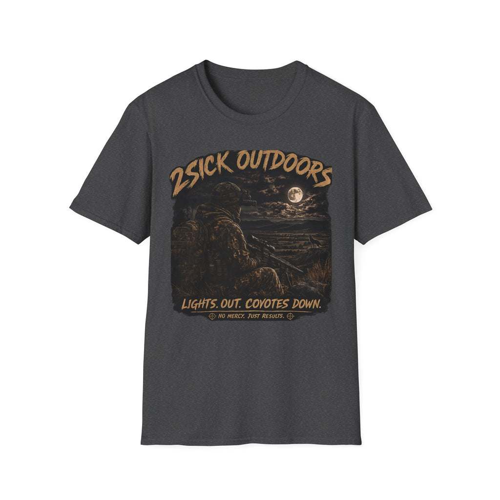 2Sick Outdoors® – Lights Out. Coyotes Down.™ Tee