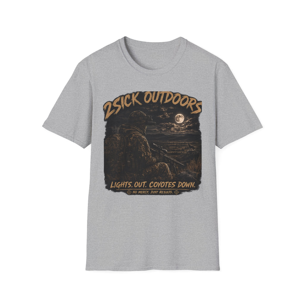 2Sick Outdoors® – Lights Out. Coyotes Down.™ Tee
